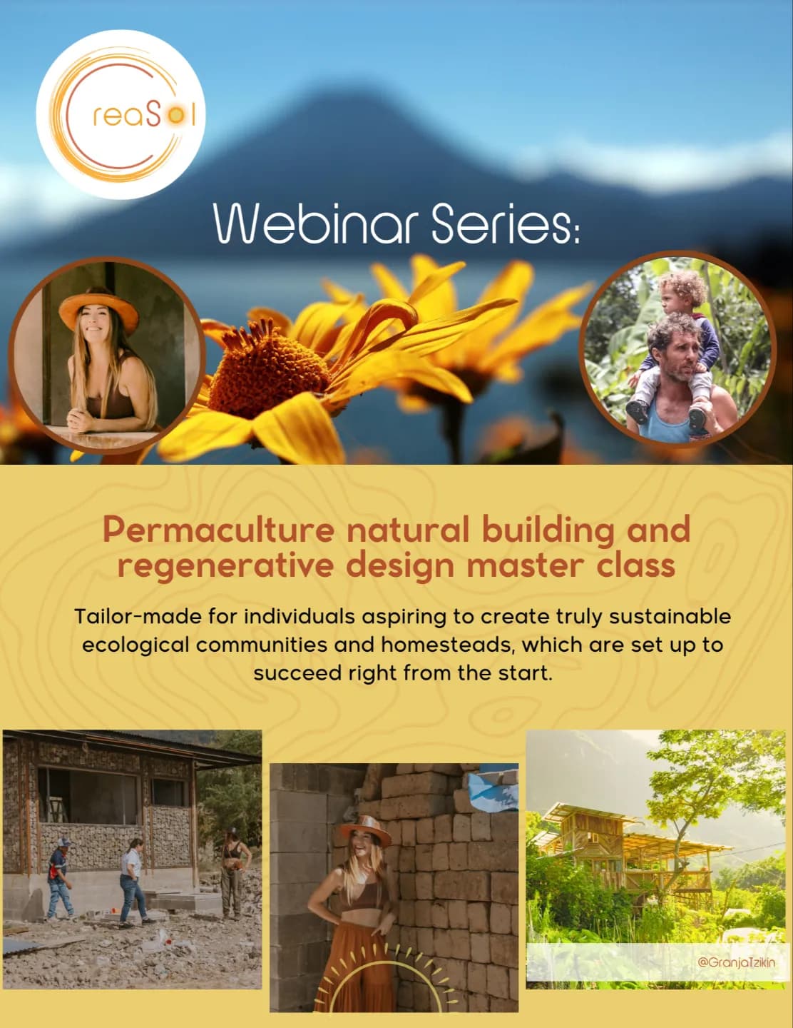 Illustrated terraced permaculture farm above Lake Atitlán