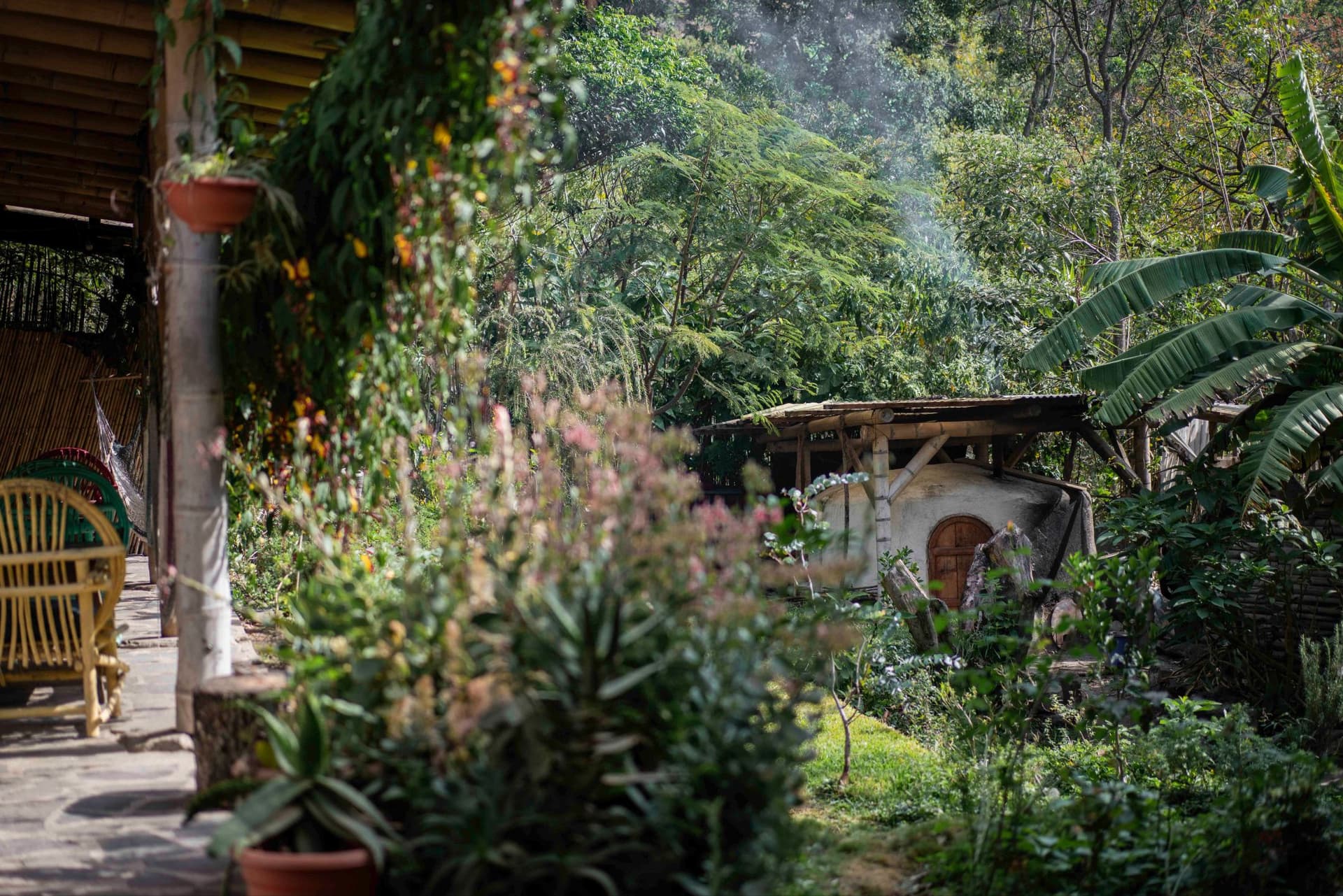 The Granja Tz’ikin bamboo-and-timber build wrapped in a productive food forest